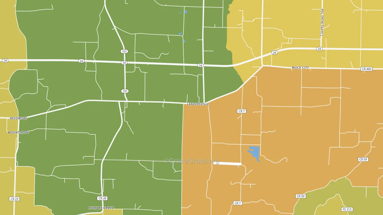 Landersville, AL Map of Assault Rates