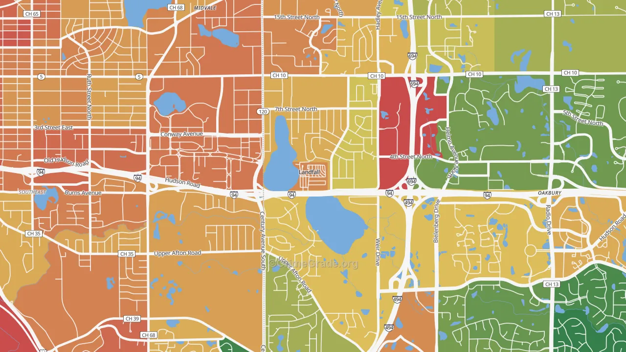Landfall, MN Map of Assault Rates