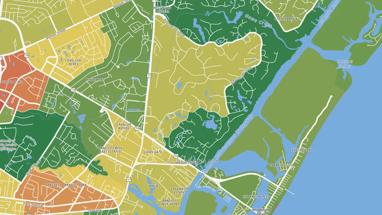 Landfall, Wilmington, NC Map of Assault Rates