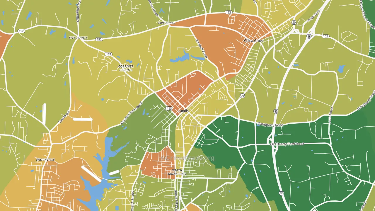 Landis, NC Map of Assault Rates