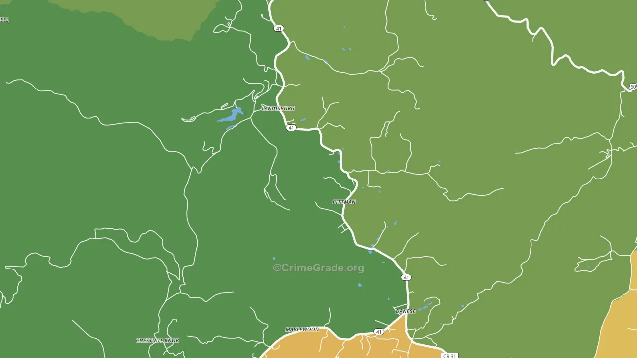 Landisburg, WV Map of Assault Rates