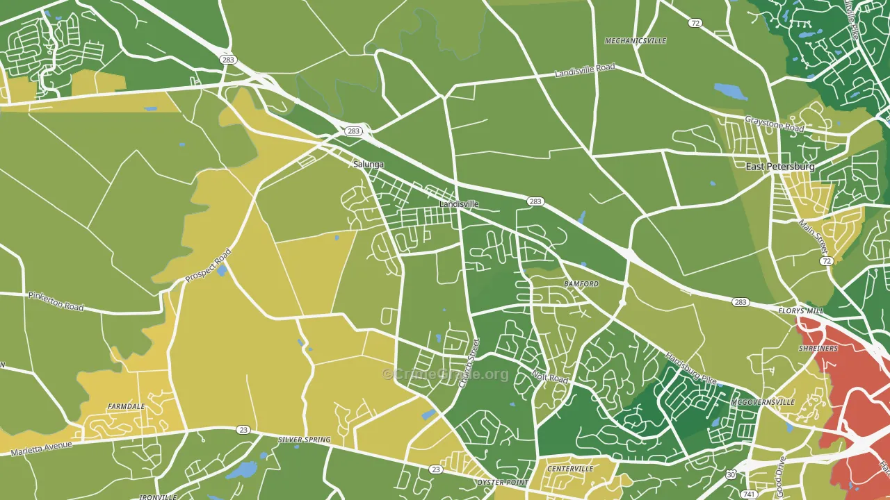 Landisville, PA Map of Assault Rates