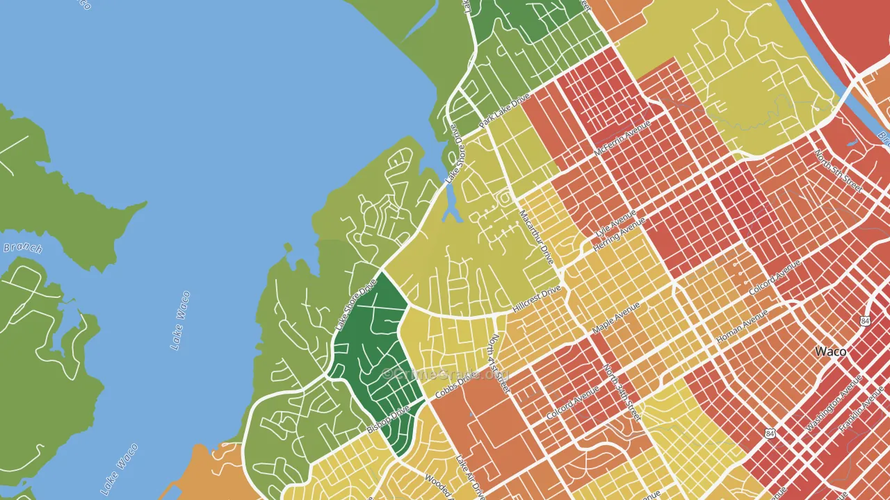 Landon Branch, Waco, TX Map of Assault Rates