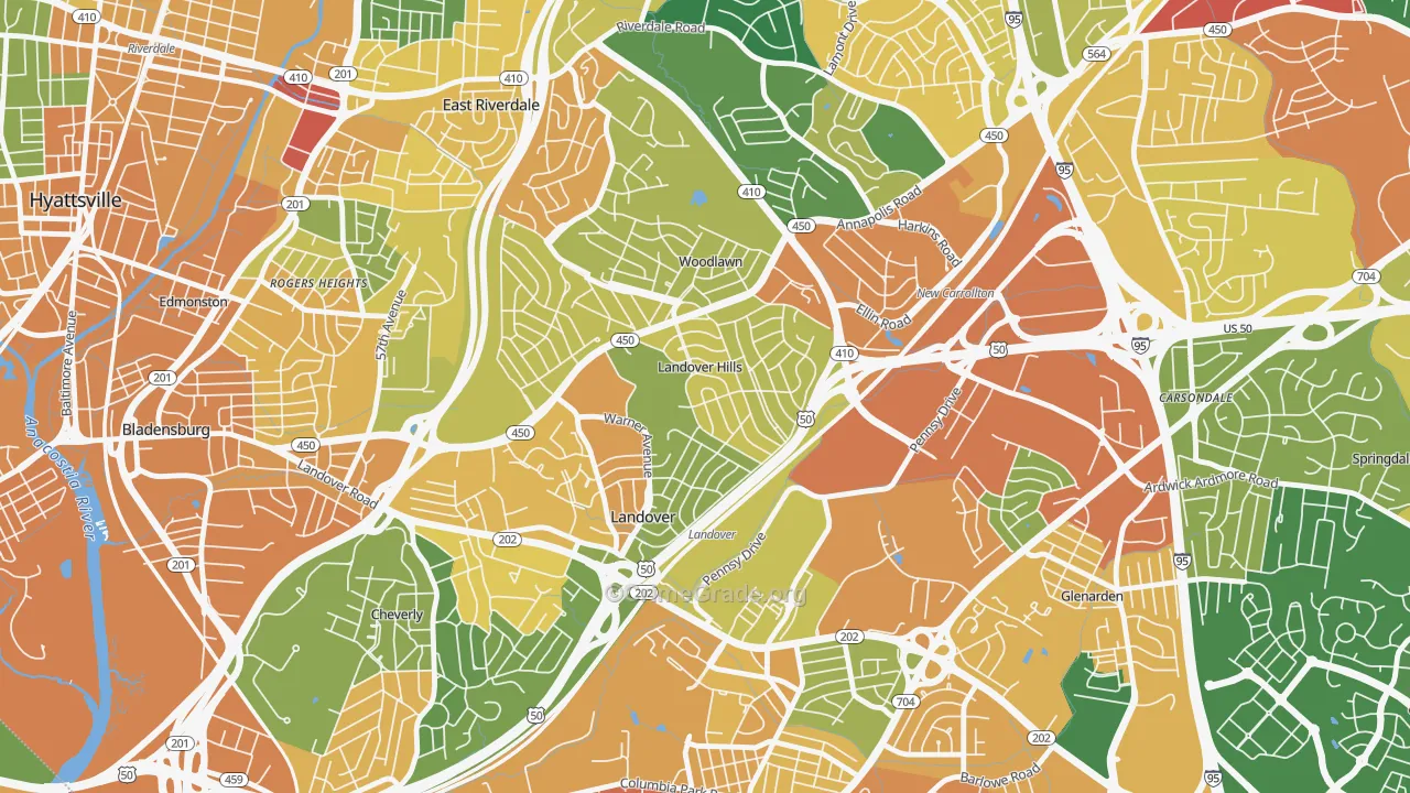 Landover Hills, MD Map of Assault Rates