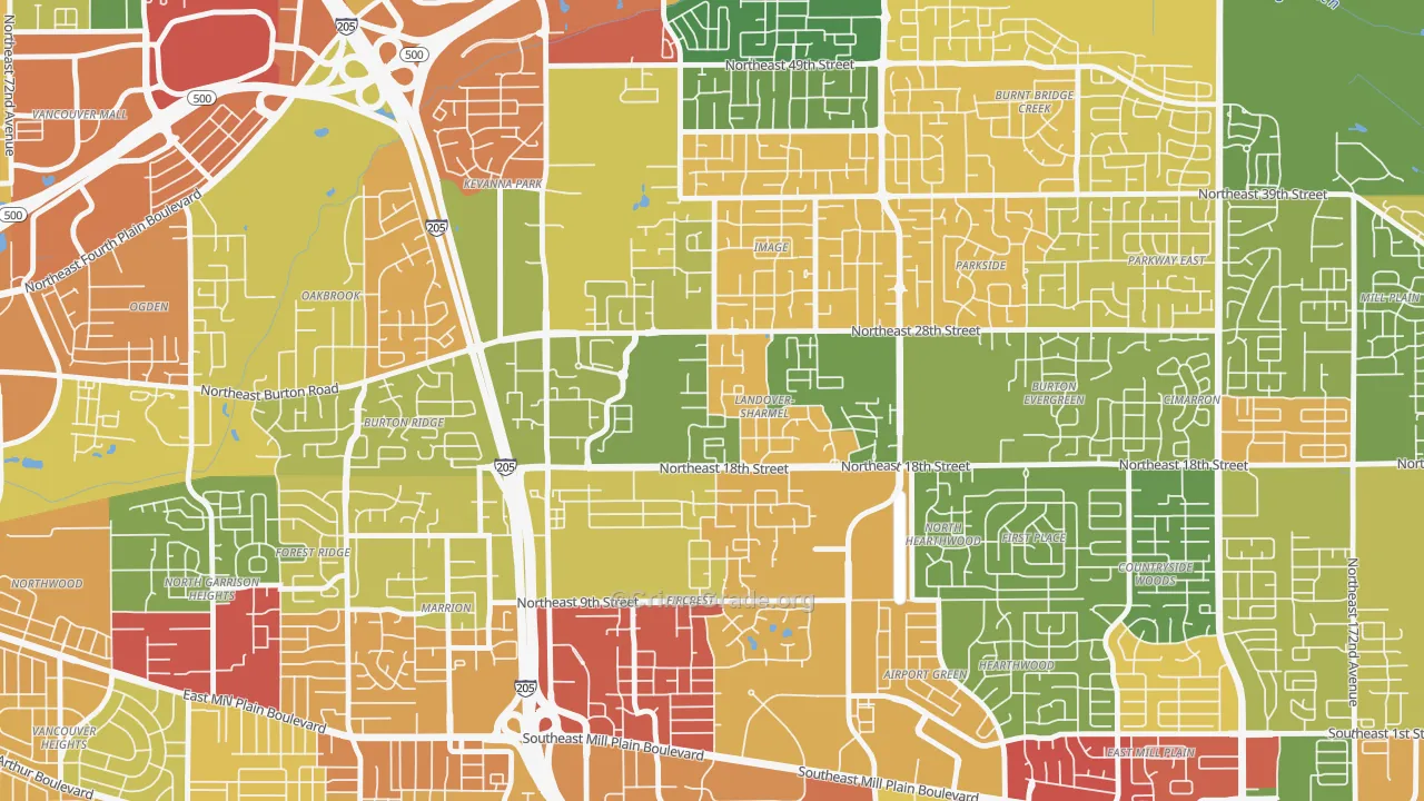 Landover-Sharmel, Vancouver, WA Map of Assault Rates