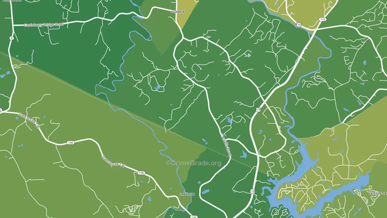 Landrum, GA Map of Assault Rates