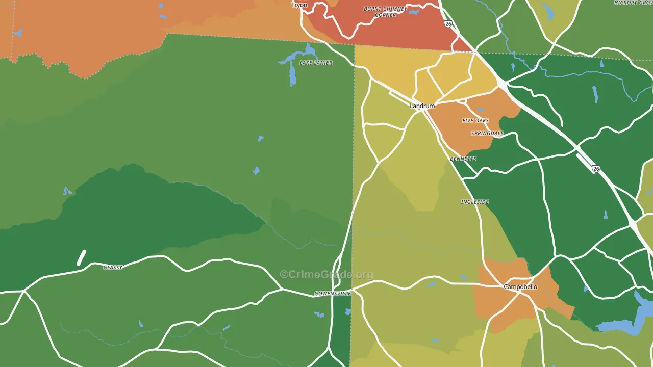 Landrum, SC Map of Assault Rates