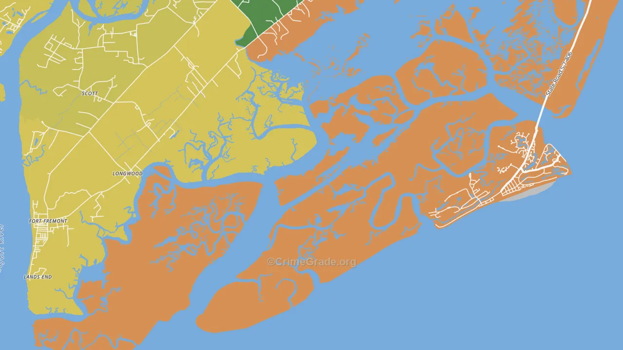 Lands End, SC Map of Assault Rates