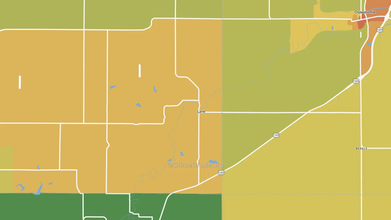 Lane, KS Map of Assault Rates