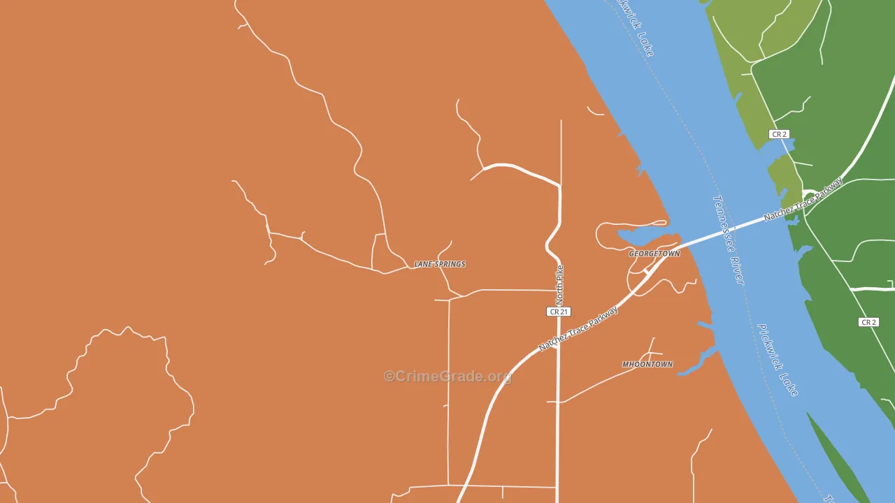 Lane Springs, AL Map of Assault Rates