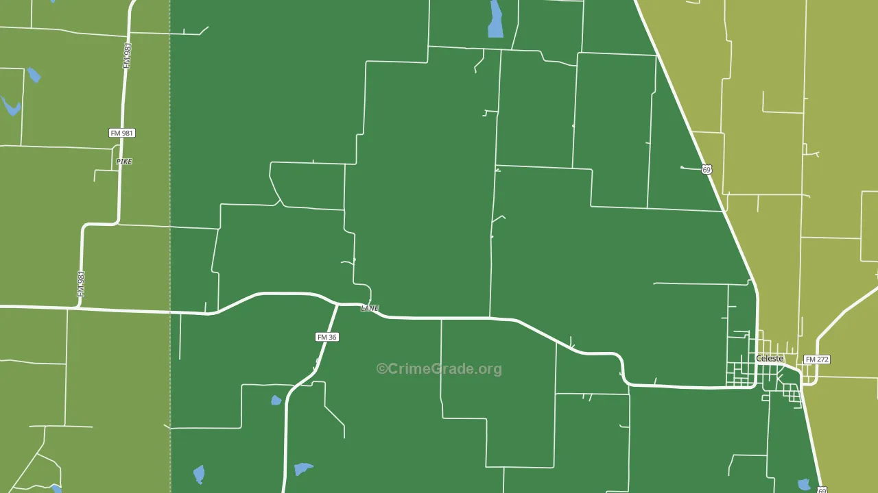 Lane, TX Map of Assault Rates