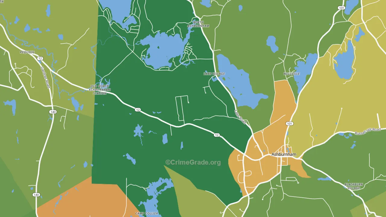 Lane Village, MA Map of Assault Rates