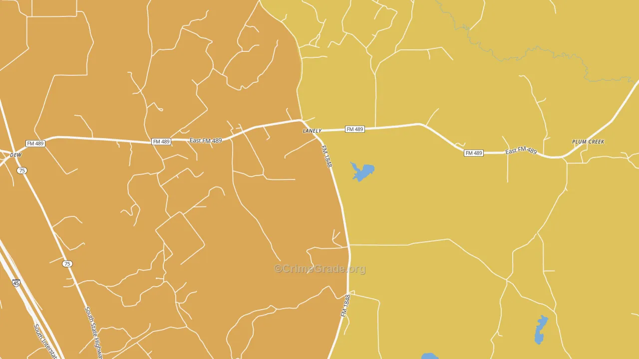 Lanely, TX Map of Assault Rates