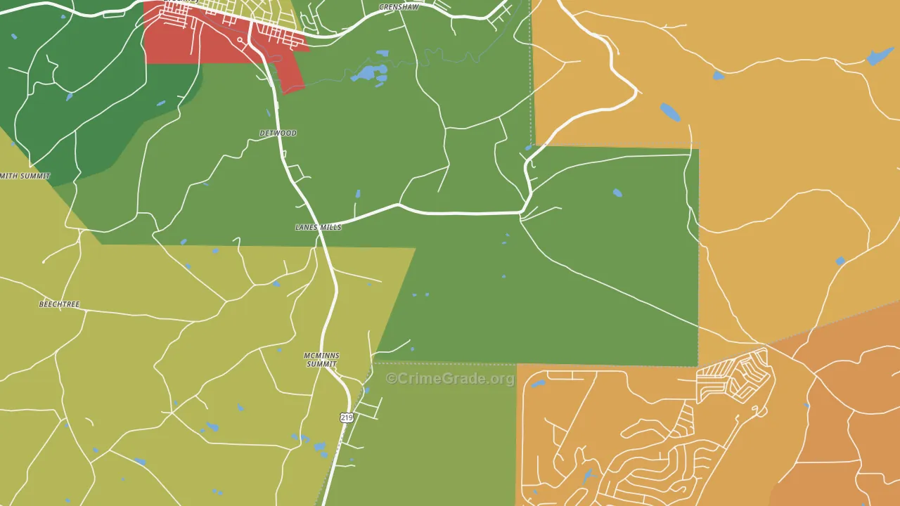Lanes Mills, PA Map of Assault Rates