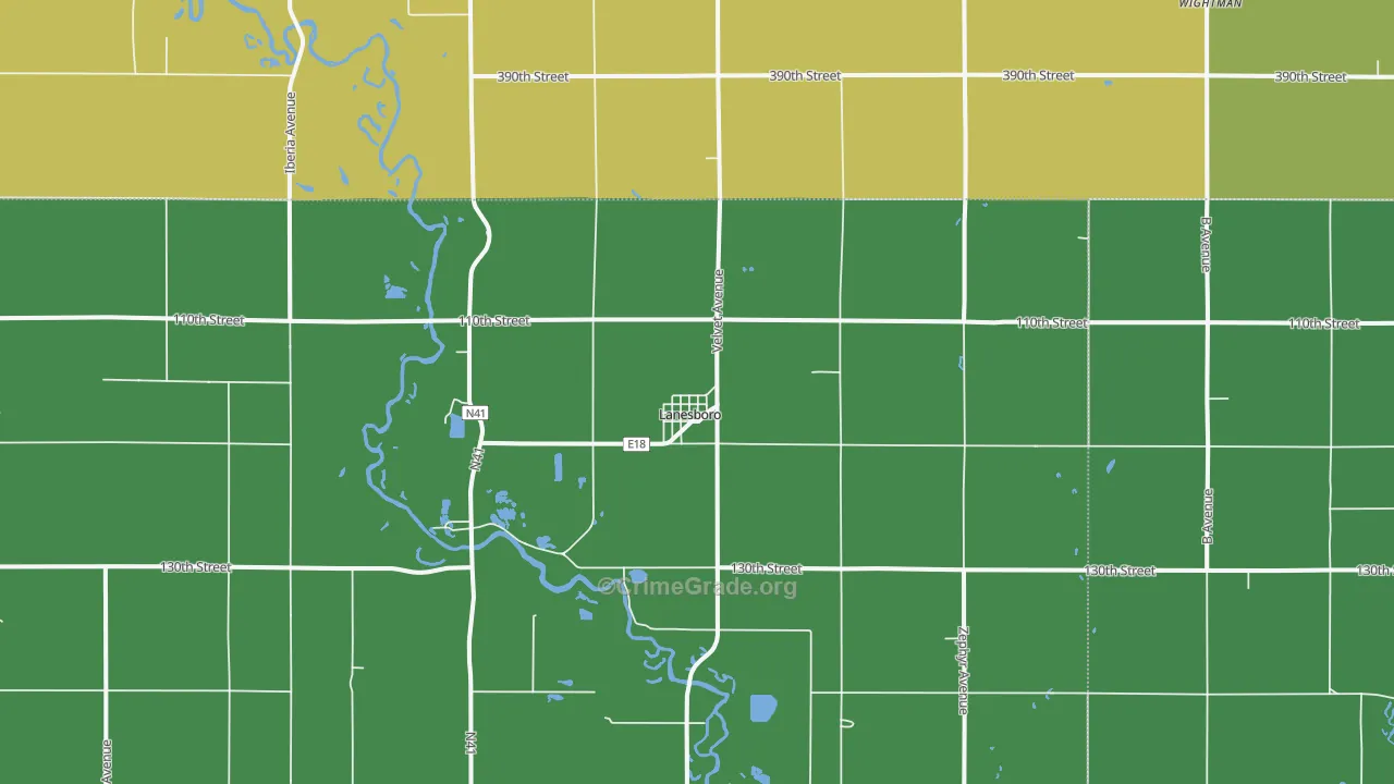 Lanesboro, IA Map of Assault Rates