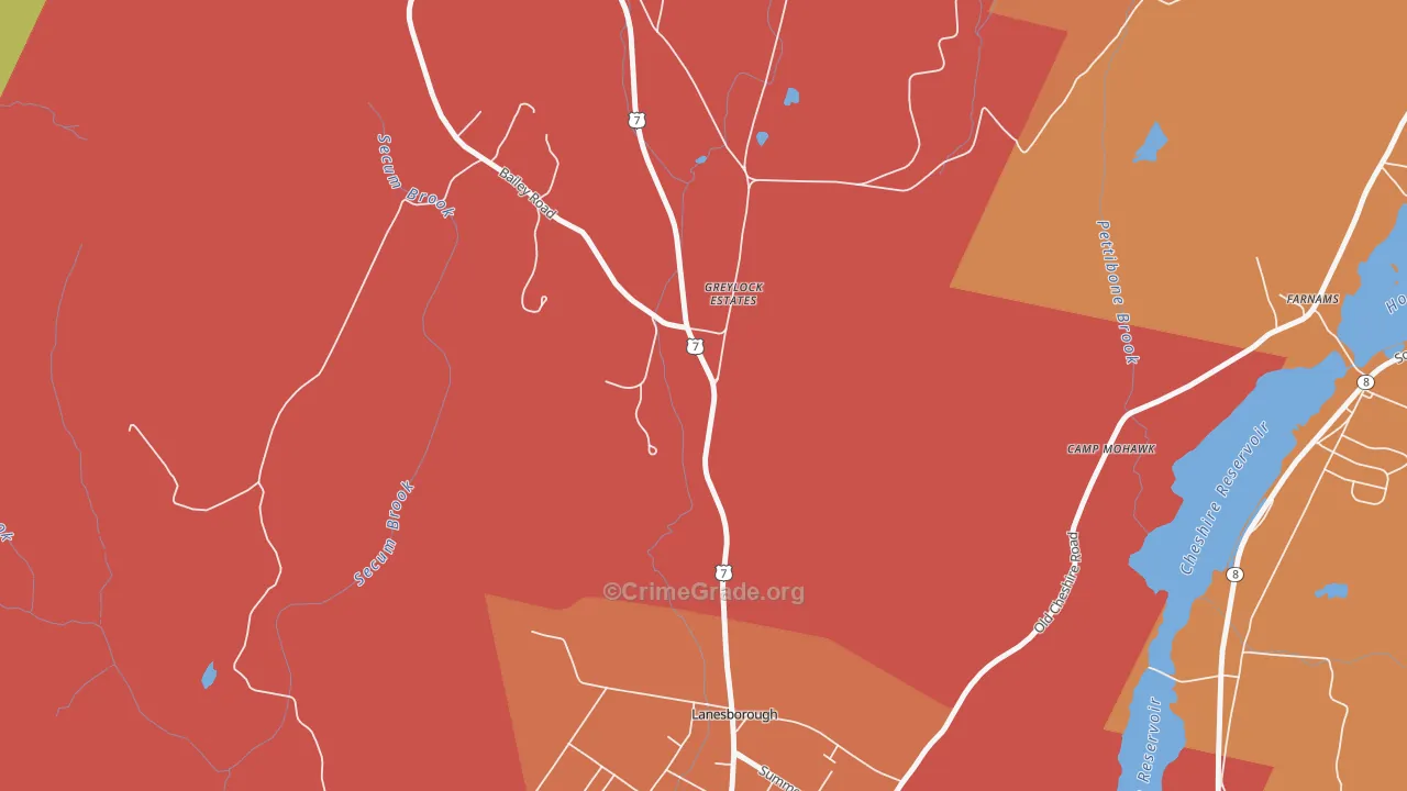 Lanesborough, MA Map of Assault Rates