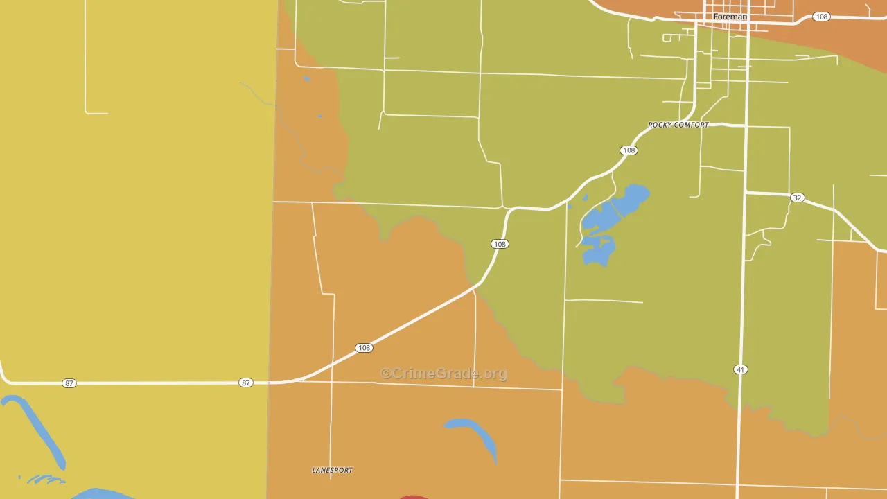 Lanesport, AR Map of Assault Rates