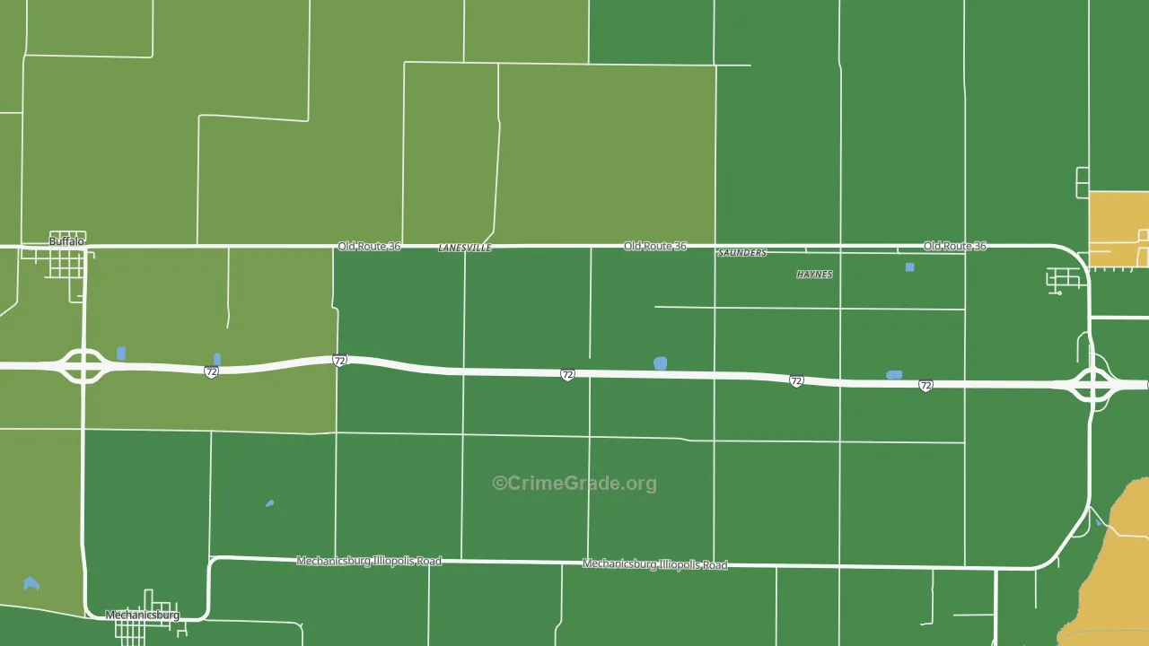 Lanesville, IL Map of Assault Rates