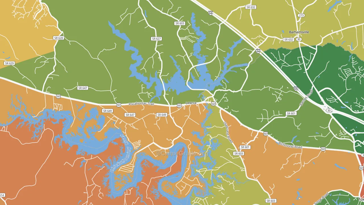 Lanexa, VA Map of Assault Rates