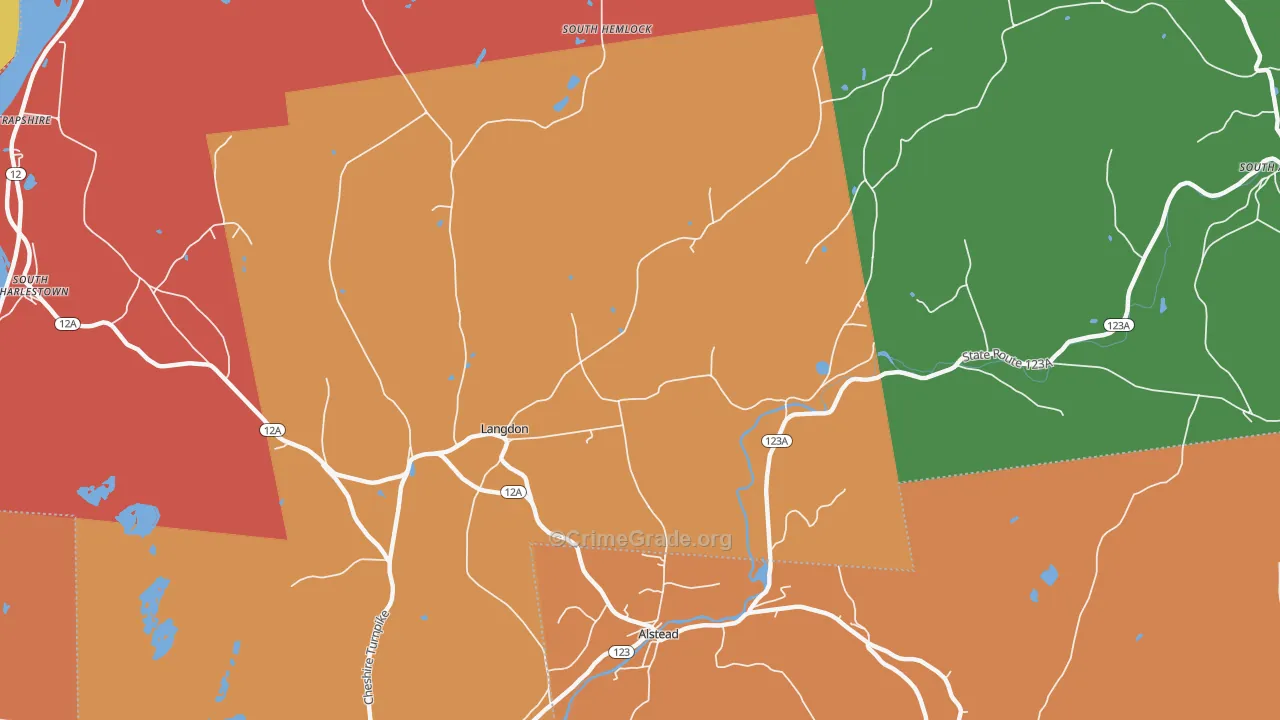 Langdon, NH Map of Assault Rates