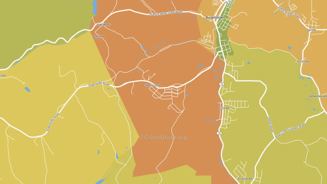 Langeloth, PA Map of Assault Rates