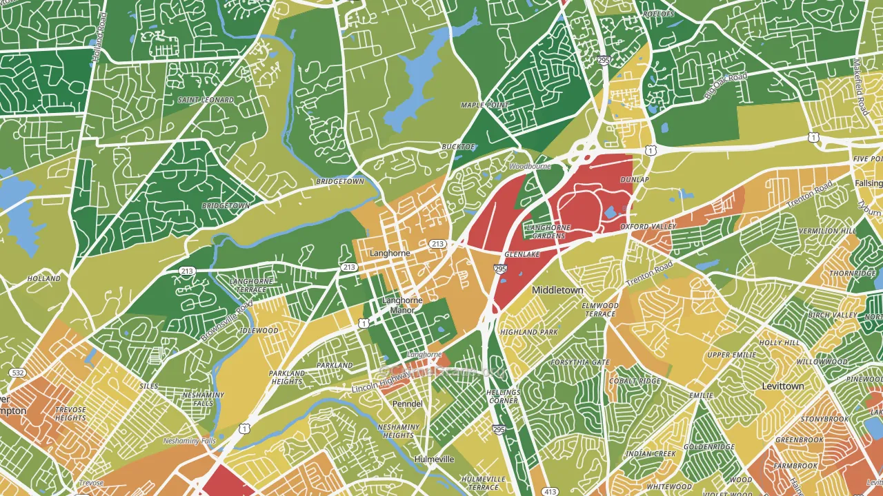 Langhorne, PA Map of Assault Rates
