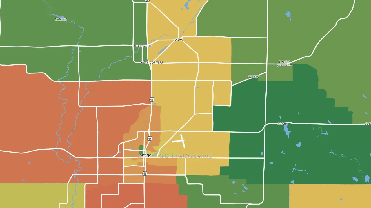 Langlade County, WI Map of Assault Rates