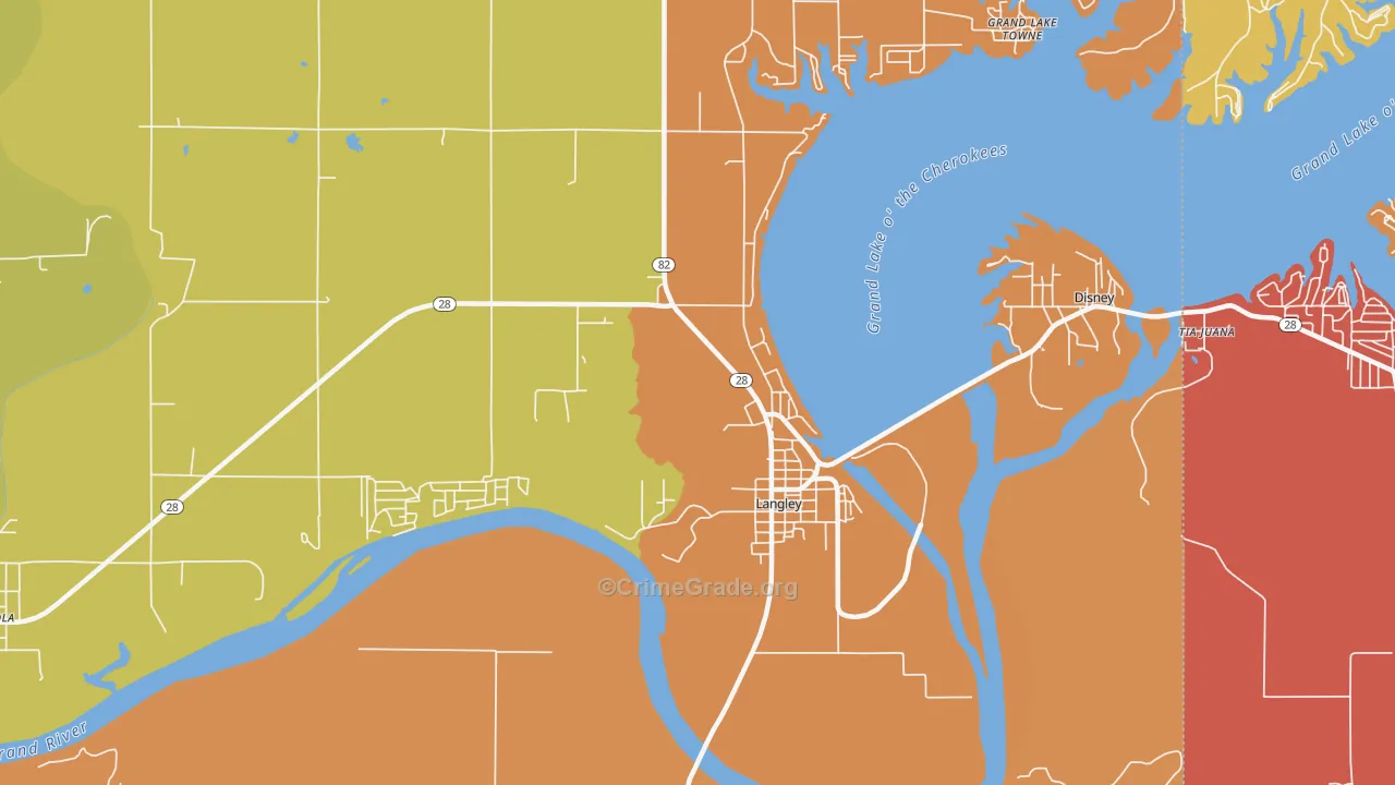 Langley, OK Map of Assault Rates