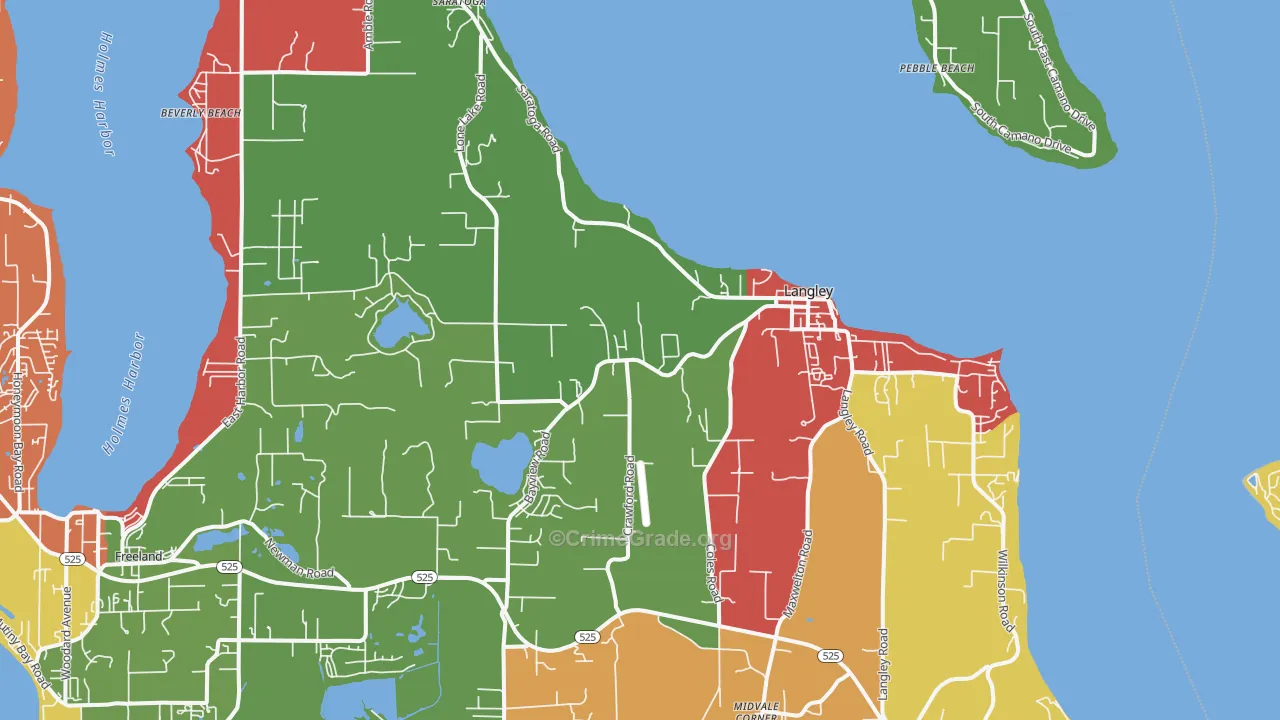 Langley, WA Map of Assault Rates