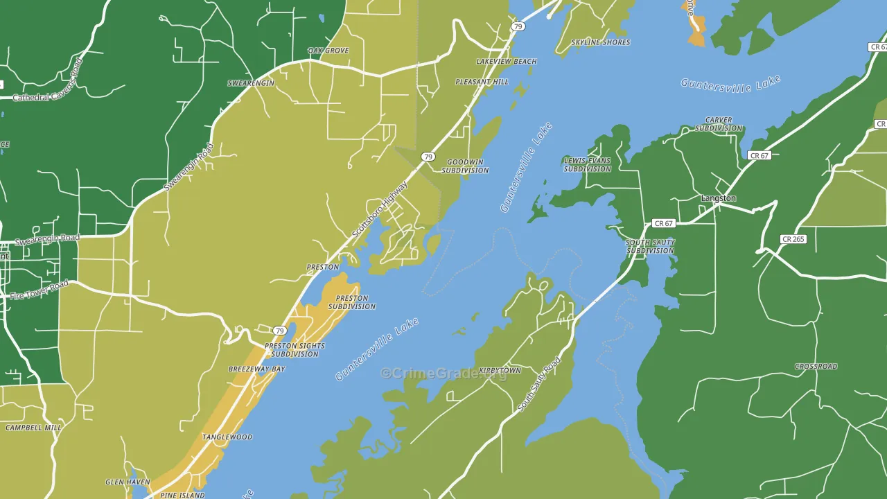 Langston, AL Map of Assault Rates