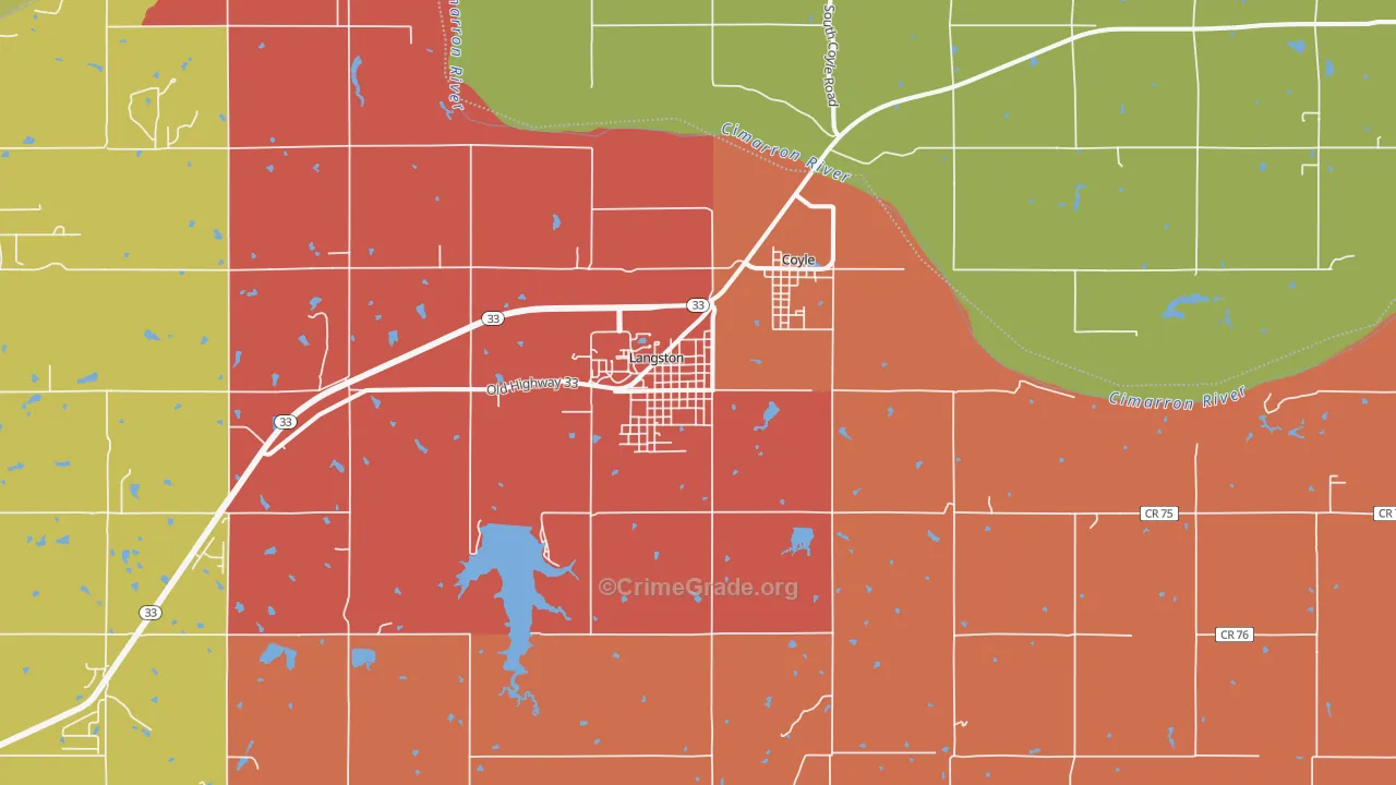 Langston, OK Map of Assault Rates