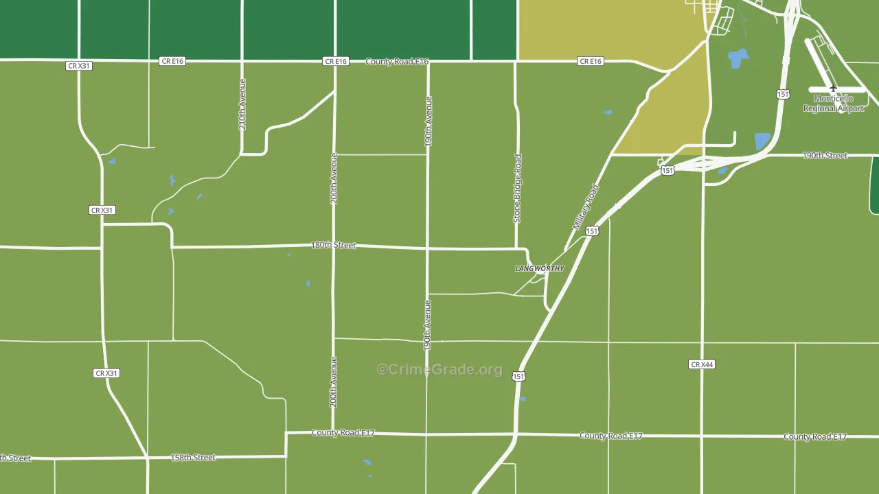 Langworthy, IA Map of Assault Rates