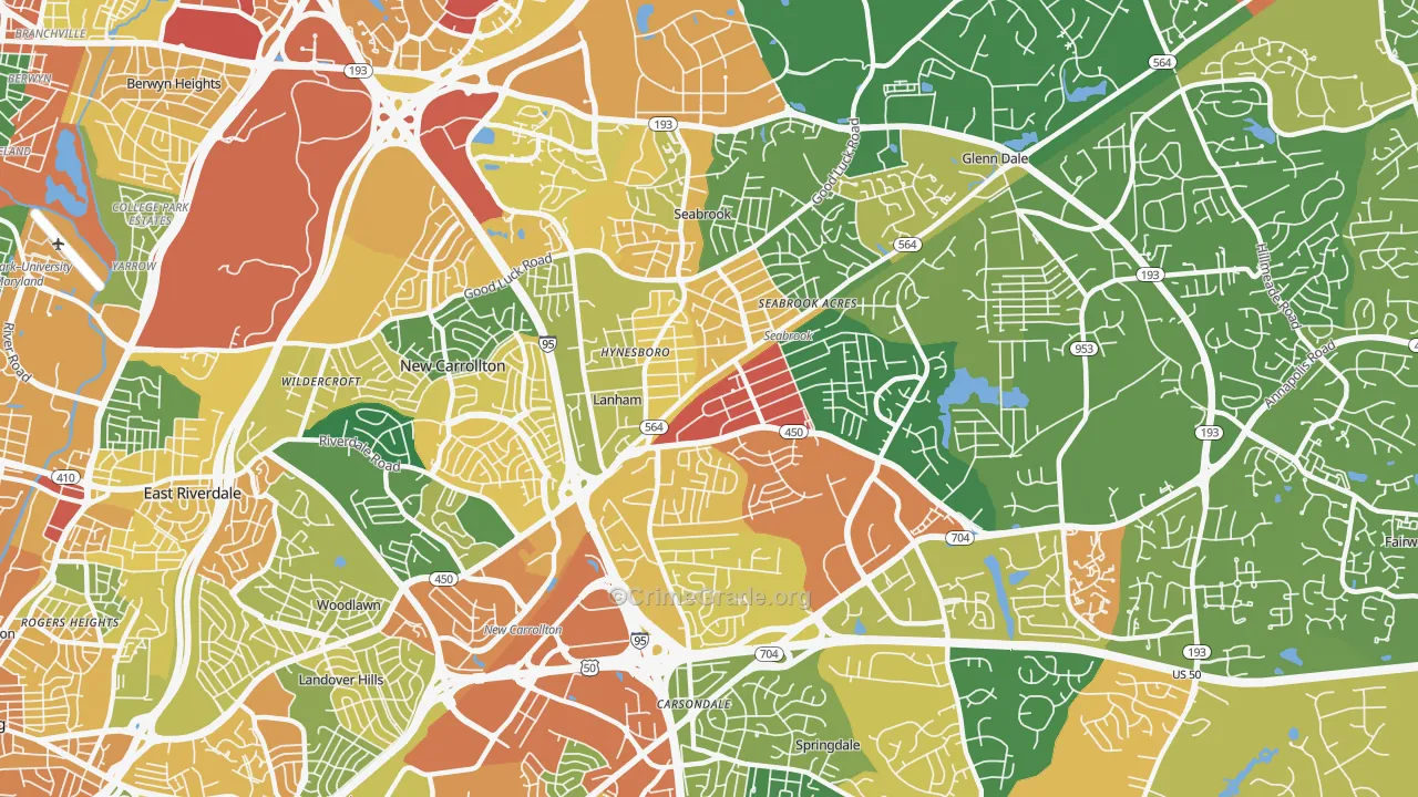 Lanham-Seabrook, Lanham, MD Map of Assault Rates