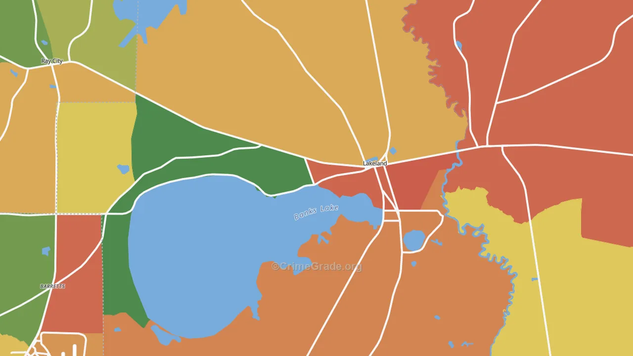 Lanier County, GA Map of Assault Rates