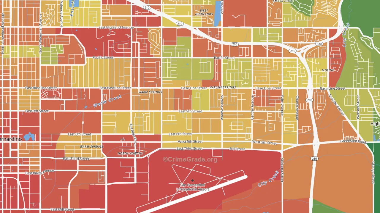 Lankershim, Highland, CA Map of Assault Rates