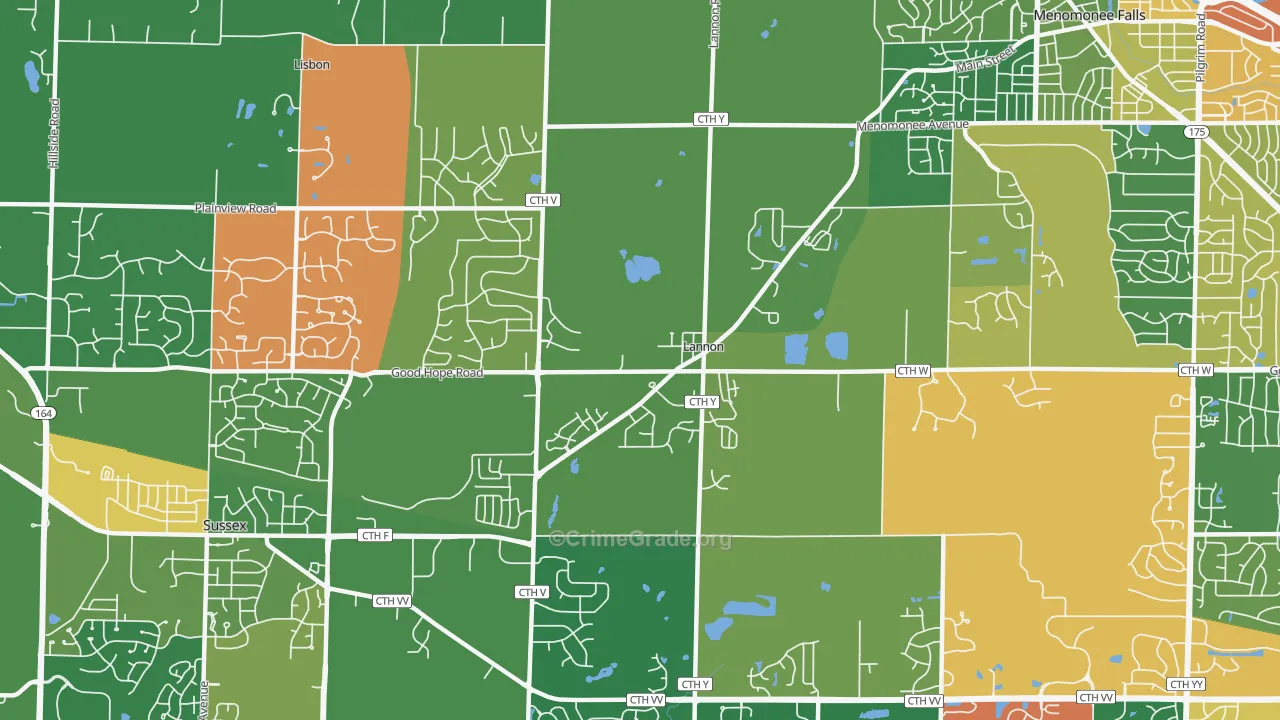 Lannon, WI Map of Assault Rates