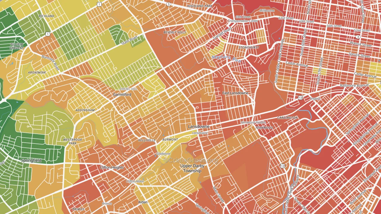 Lansdowne, PA Map of Assault Rates