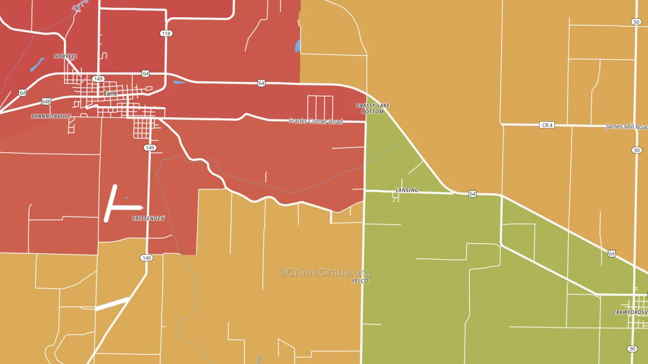 Lansing, AR Map of Assault Rates