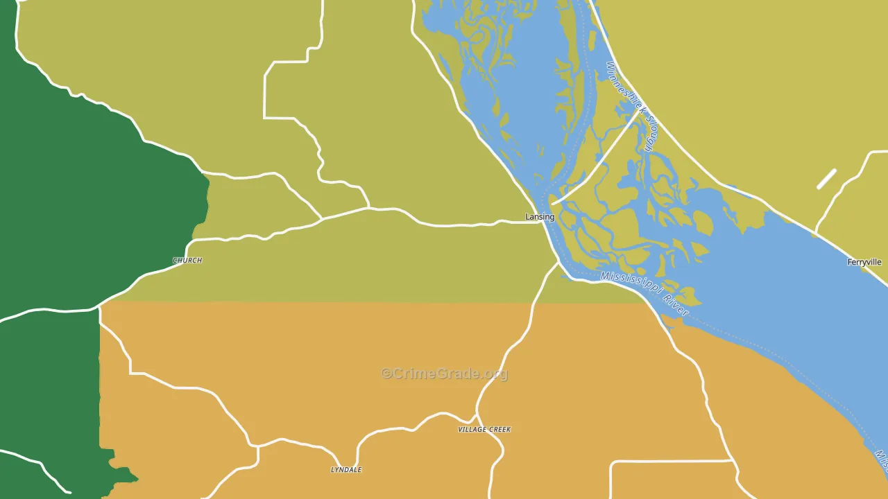 Lansing, IA Map of Assault Rates