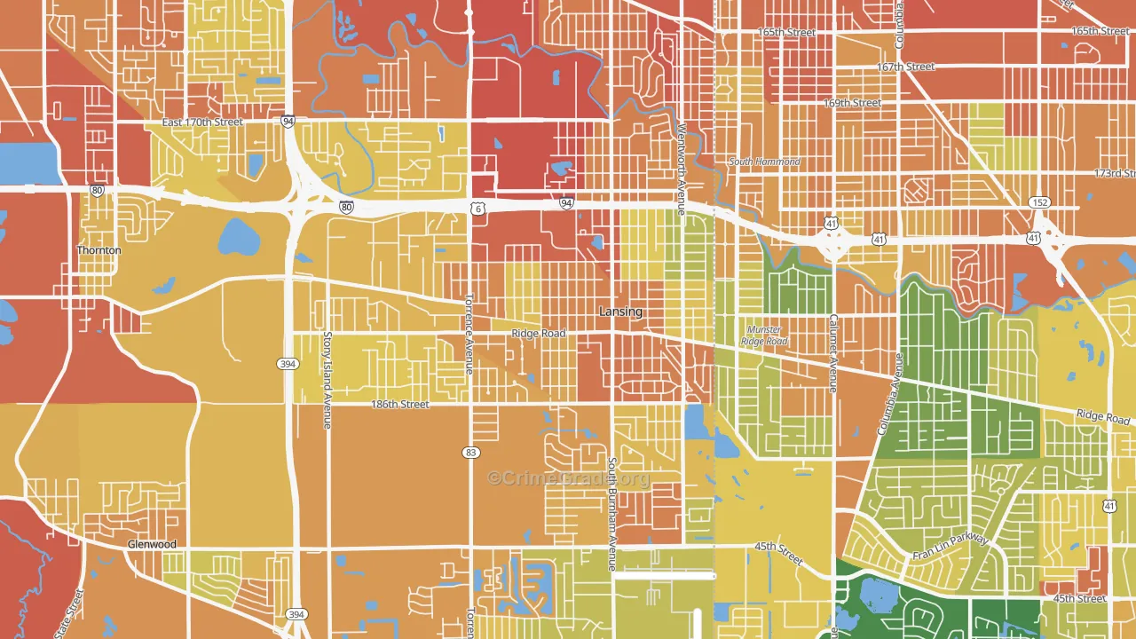 Lansing, IL Map of Assault Rates