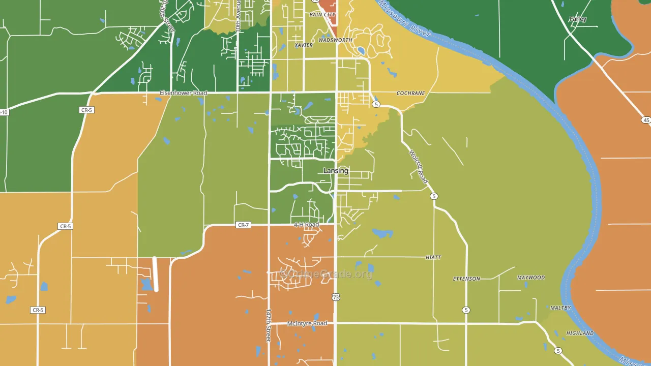 Lansing, KS Map of Assault Rates