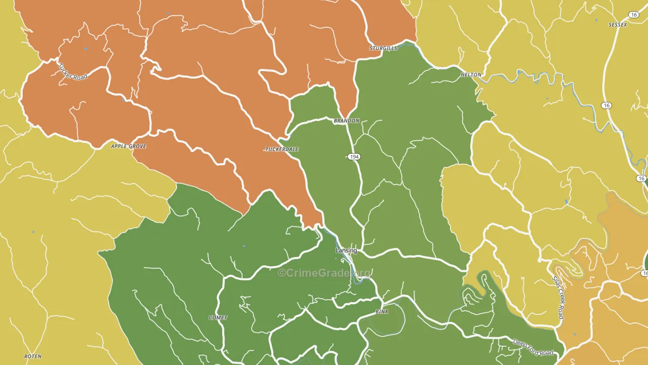 Lansing, NC Map of Assault Rates
