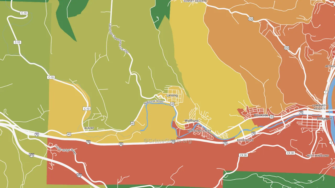 Lansing, OH Map of Assault Rates