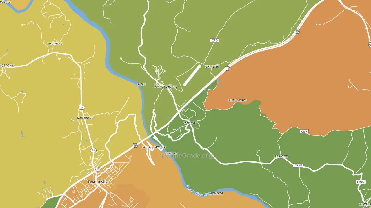 Lansing, WV Map of Assault Rates