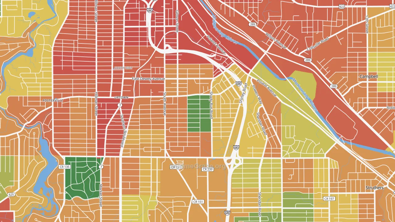 Lansingville, Youngstown, OH Map of Assault Rates