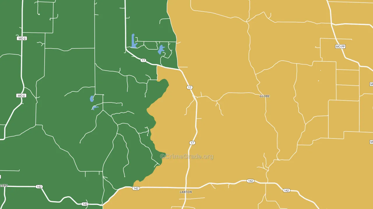 Lanton, MO Map of Assault Rates