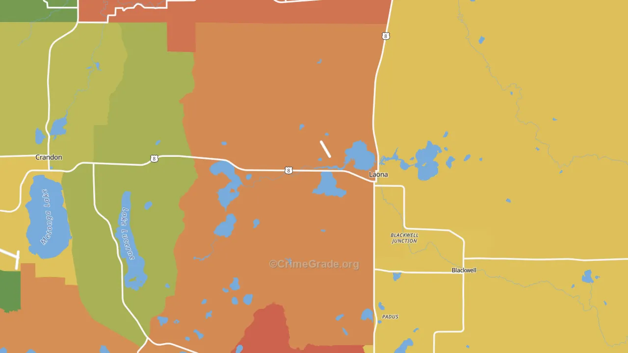 Laona, WI Map of Assault Rates