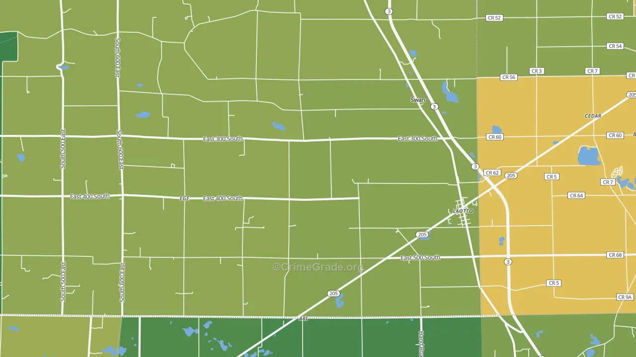 Laotto, IN Map of Assault Rates
