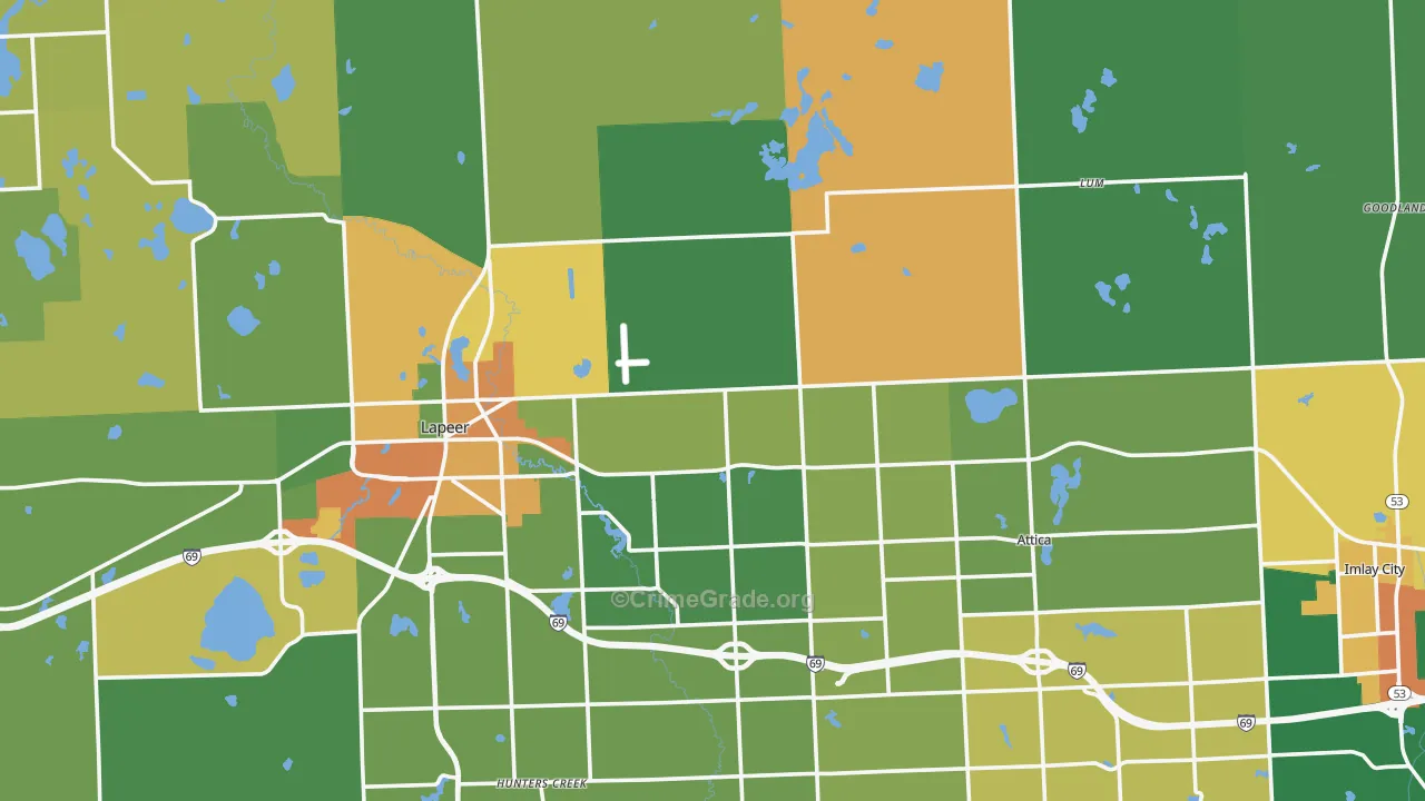 Lapeer County, MI Map of Assault Rates
