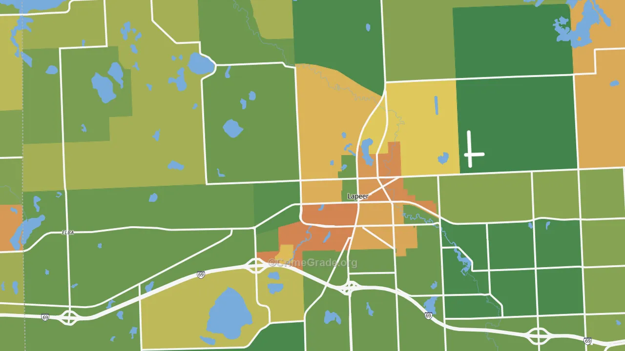 Lapeer, MI Map of Assault Rates